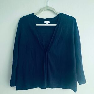 J. Jill Navy V-Neck One Button Cardigan